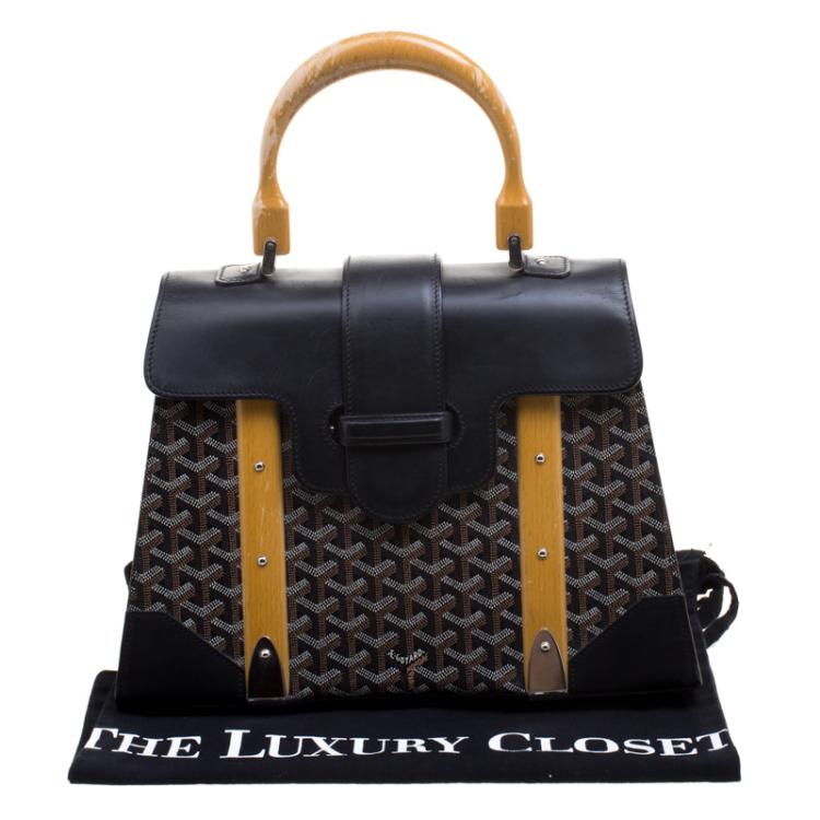 Pre Owned Goyard Brown/Black Coated Canvas and Leather Saigon Top Handle Bag