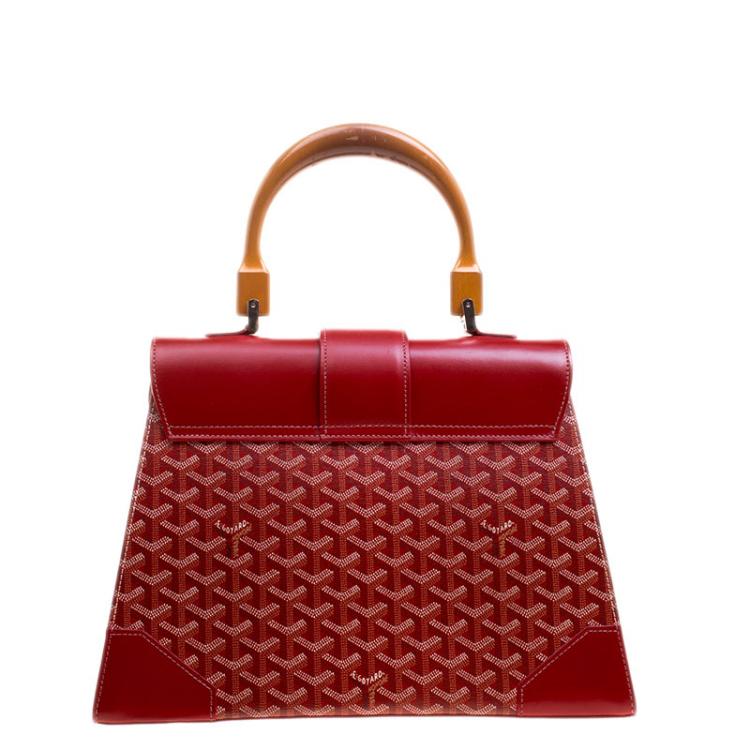 Pre Owned Goyard Red Coated Canvas and Leather Saigon Top Handle Bag