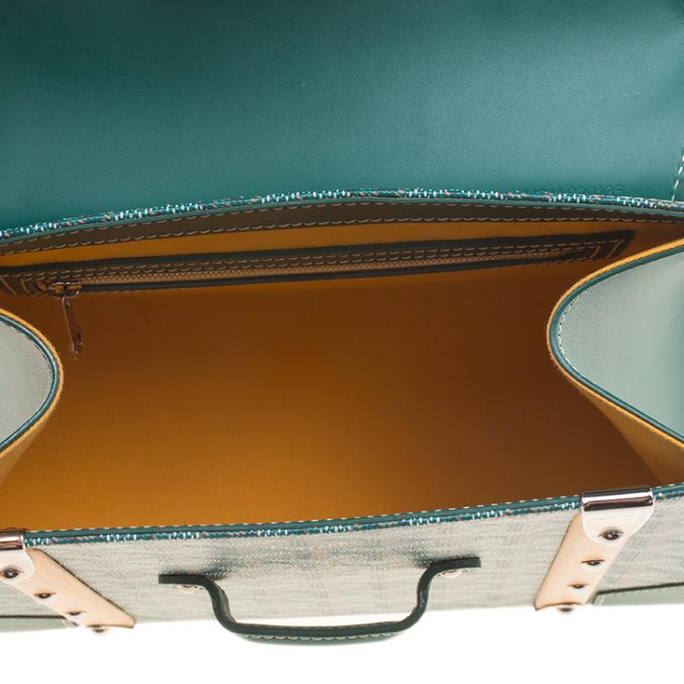 Pre Owned Goyard Green Coated Canvas and Leather Saigon Top Handle Bag