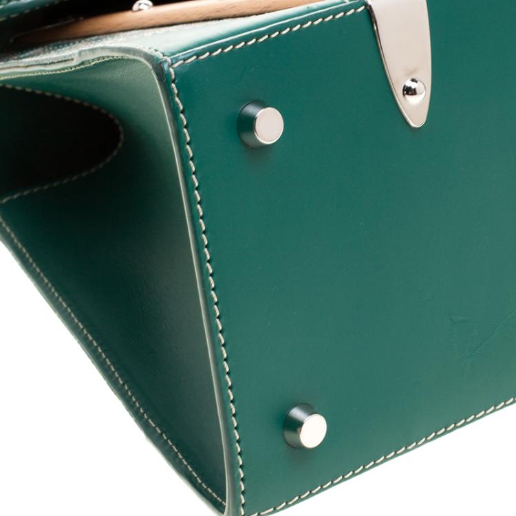 Pre Owned Goyard Green Coated Canvas and Leather Saigon Top Handle Bag