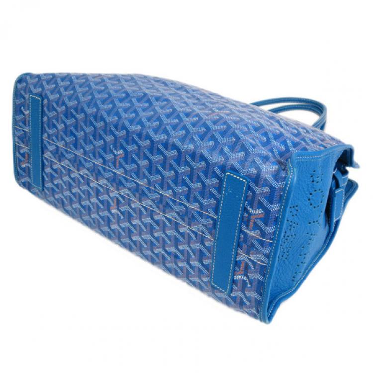 Pre Owned Goyard Blue Canvas Hardy Tote PM