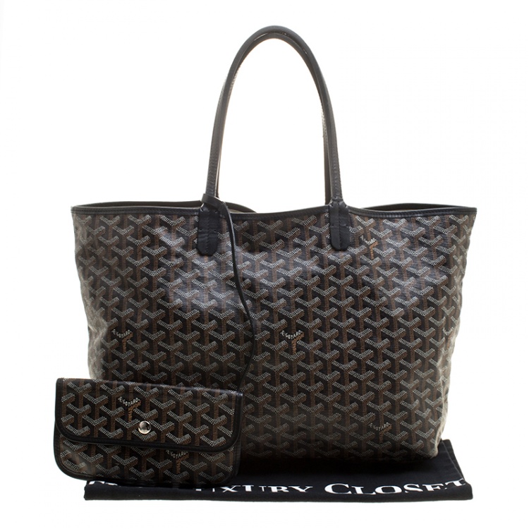 Pre Owned Goyard Brown/Black Blue Coated Canvas  and Leather Saint Louis Tote