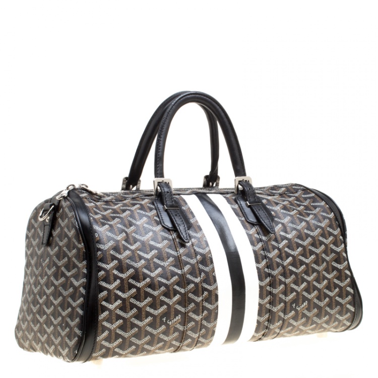 Pre Owned Goyard Black Chevron Coated Canvas Croisiere 40 Satchel