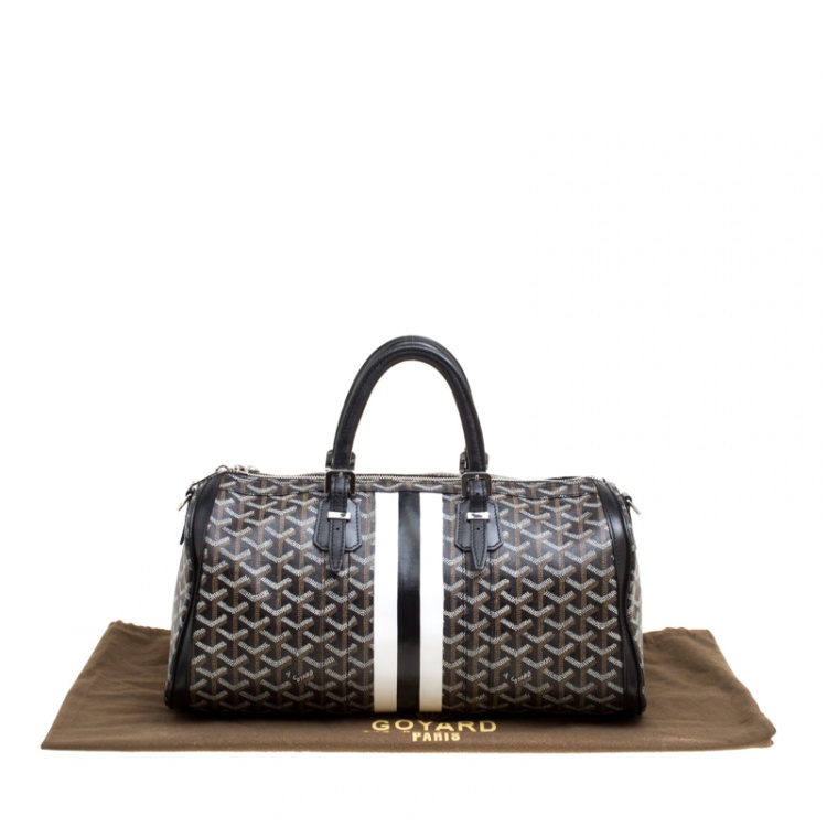 Pre Owned Goyard Black Chevron Coated Canvas Croisiere 40 Satchel