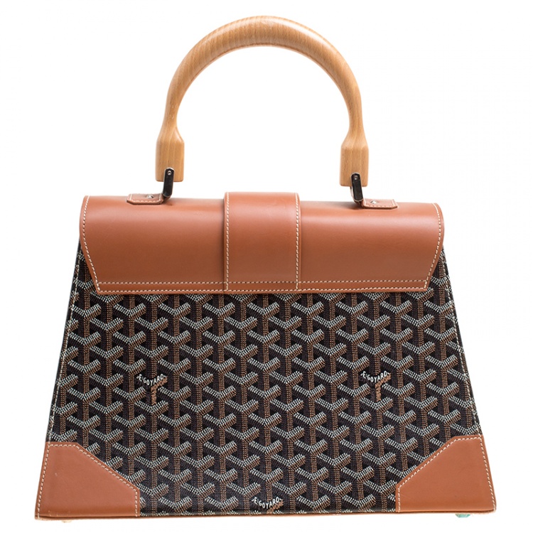 Pre Owned Goyard Brown/Cognac Coated Canvas and Leather Saigon Top Handle Bag