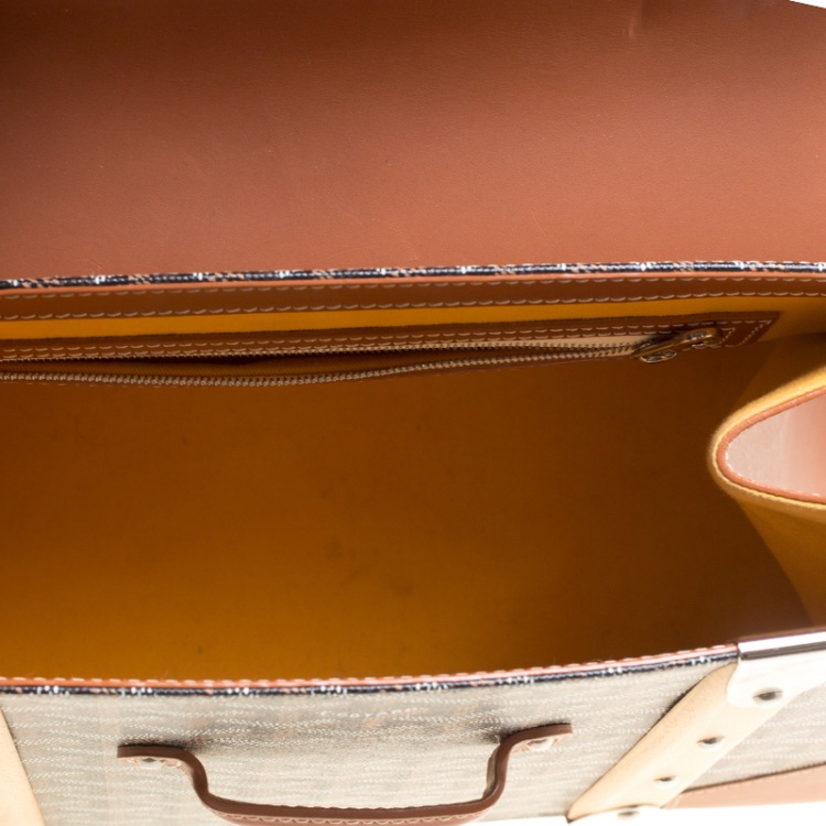 Pre Owned Goyard Brown/Cognac Coated Canvas and Leather Saigon Top Handle Bag