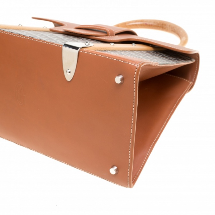 Pre Owned Goyard Brown/Cognac Coated Canvas and Leather Saigon Top Handle Bag