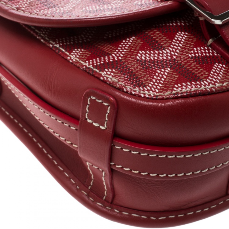 مملوكة مسبقًا Goyard Red Chevron Print Coated Canvas Belvedere PM Bag