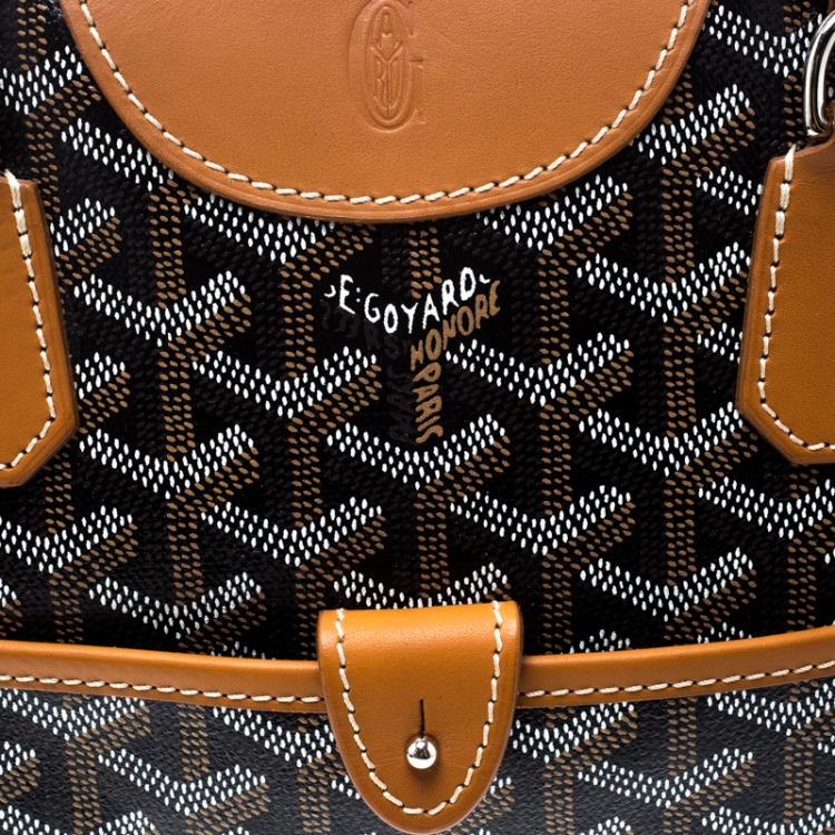 Pre Owned Goyard Brown/Cognac Chevron Print Coated Canvas St. Jeanne MM Bowler Bag