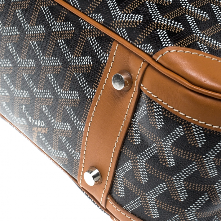 Pre Owned Goyard Brown/Cognac Chevron Print Coated Canvas St. Jeanne MM Bowler Bag