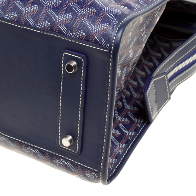 Pre Owned Goyard Blue Coated Canvas and Leather Marquises Tote