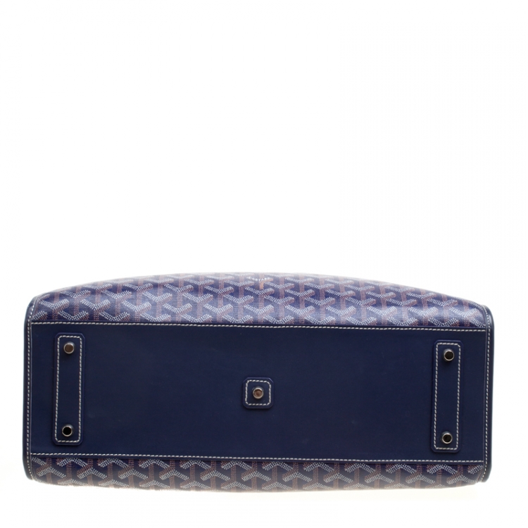 Pre Owned Goyard Blue Coated Canvas and Leather Marquises Tote