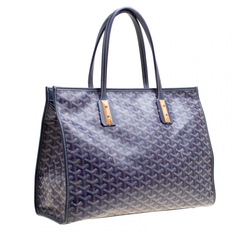 Pre Owned Goyard Blue Coated Canvas and Leather Marquises Tote