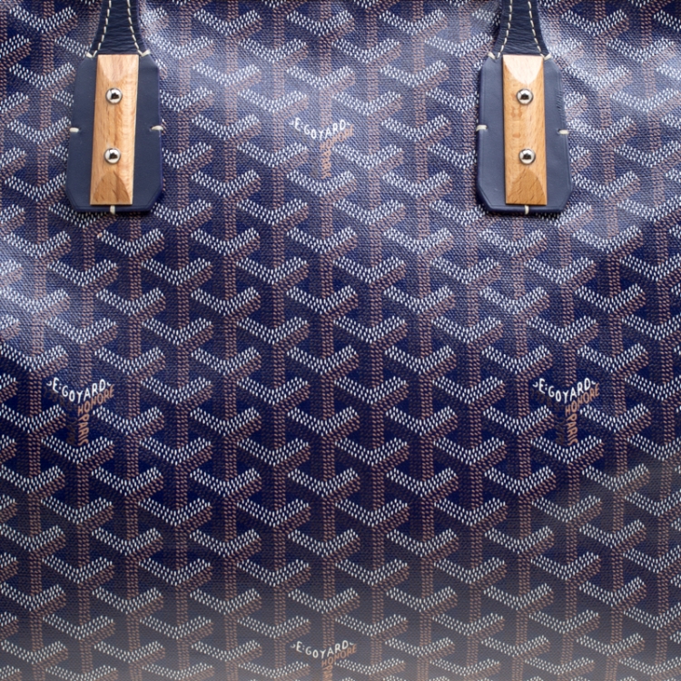 Pre Owned Goyard Blue Coated Canvas and Leather Marquises Tote