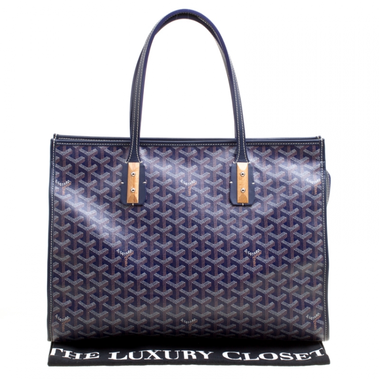 Pre Owned Goyard Blue Coated Canvas and Leather Marquises Tote