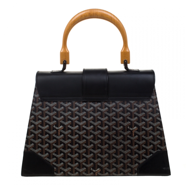 Pre Owned Goyard Black/Brown Coated Canvas and Leather Saigon Top Handle Bag