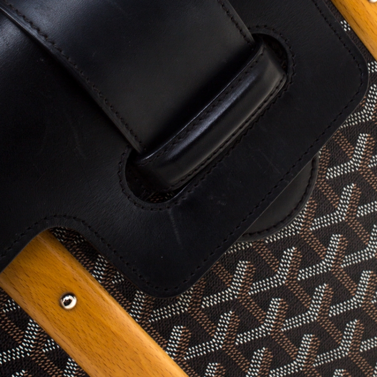 Pre Owned Goyard Black/Brown Coated Canvas and Leather Saigon Top Handle Bag