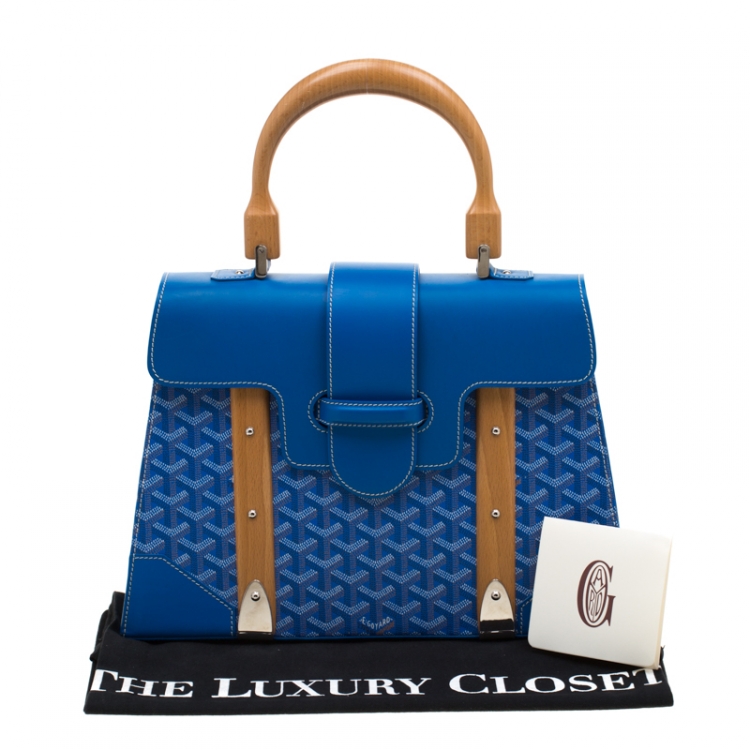 Pre Owned Goyard Blue Coated Canvas and Leather Saigon Top Handle Bag