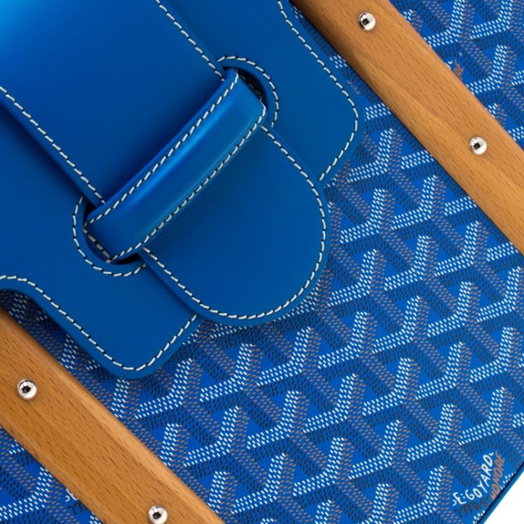 Pre Owned Goyard Blue Coated Canvas and Leather Saigon Top Handle Bag