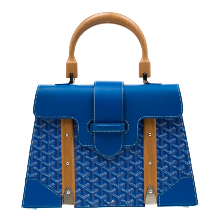 Goyard Blue Goyardine Coated Canvas And Leather Mini Saigon Top Handle Bag