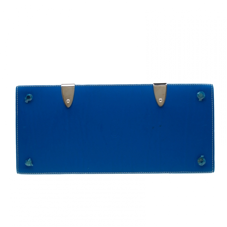 Pre Owned Goyard Blue Coated Canvas and Leather Saigon Top Handle Bag