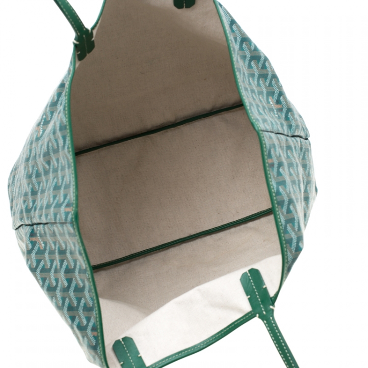Pre Owned Goyard Green Coated Canvas Saint Louis PM Tote