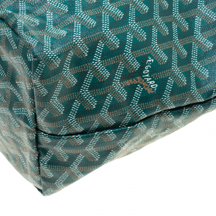 Pre Owned Goyard Green Coated Canvas Saint Louis PM Tote