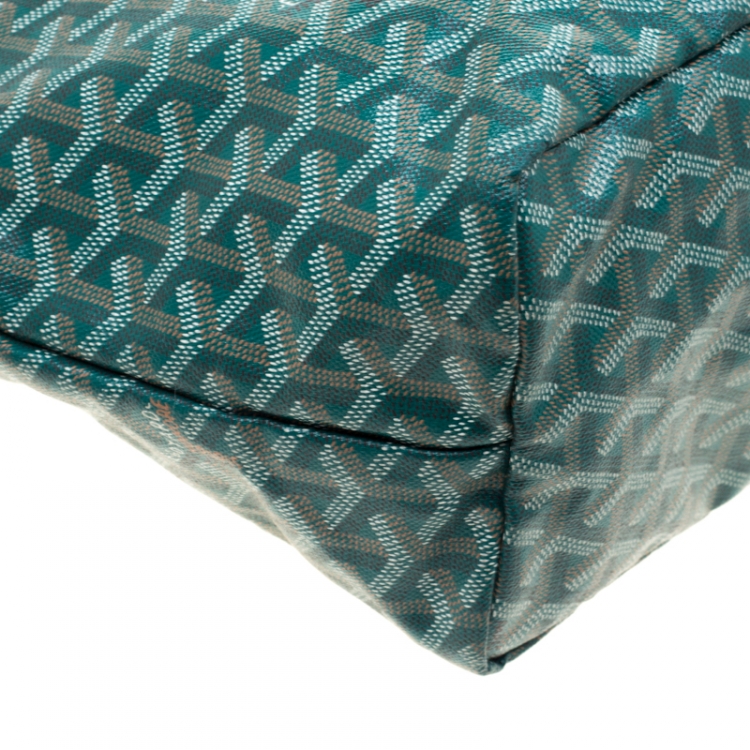 Pre Owned Goyard Green Coated Canvas Saint Louis PM Tote