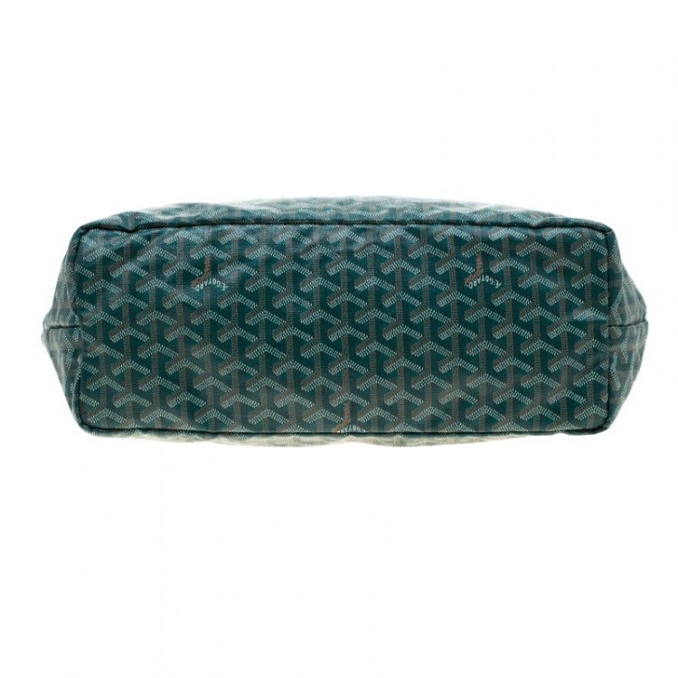 Pre Owned Goyard Green Coated Canvas Saint Louis PM Tote