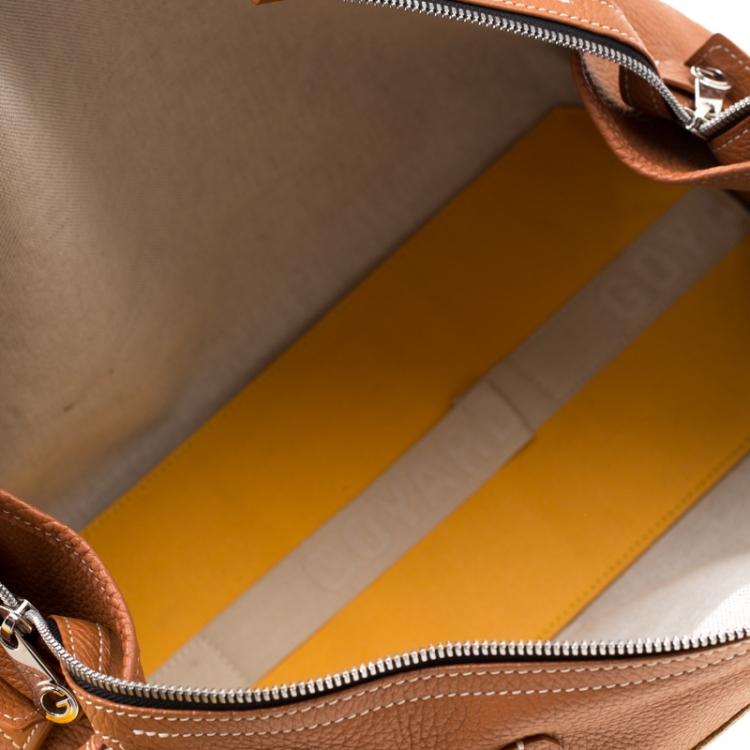 Pre Owned Goyard Tan/Cognac Coated Canvas Hardy Tote PM