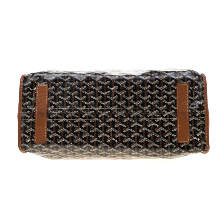 Pre Owned Goyard Tan/Cognac Coated Canvas Hardy Tote PM