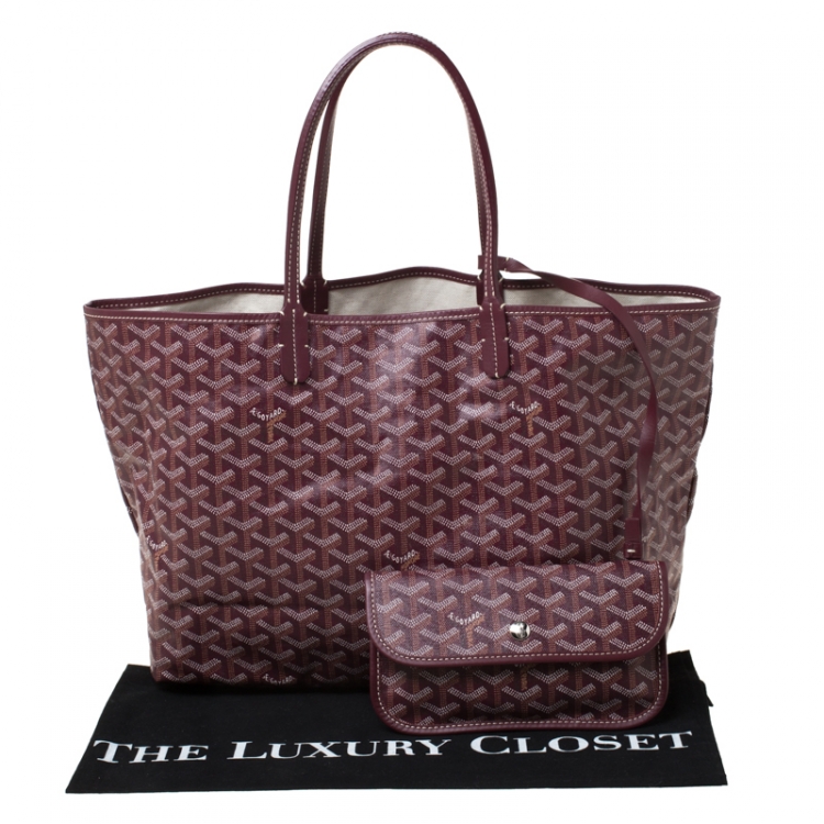 Pre Owned Goyard Burgundy Coated Canvas and Leather Saint Louis Tote