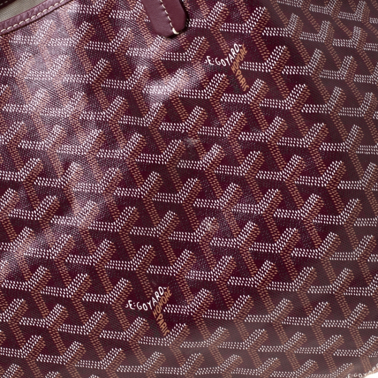 Pre Owned Goyard Burgundy Coated Canvas and Leather Saint Louis Tote