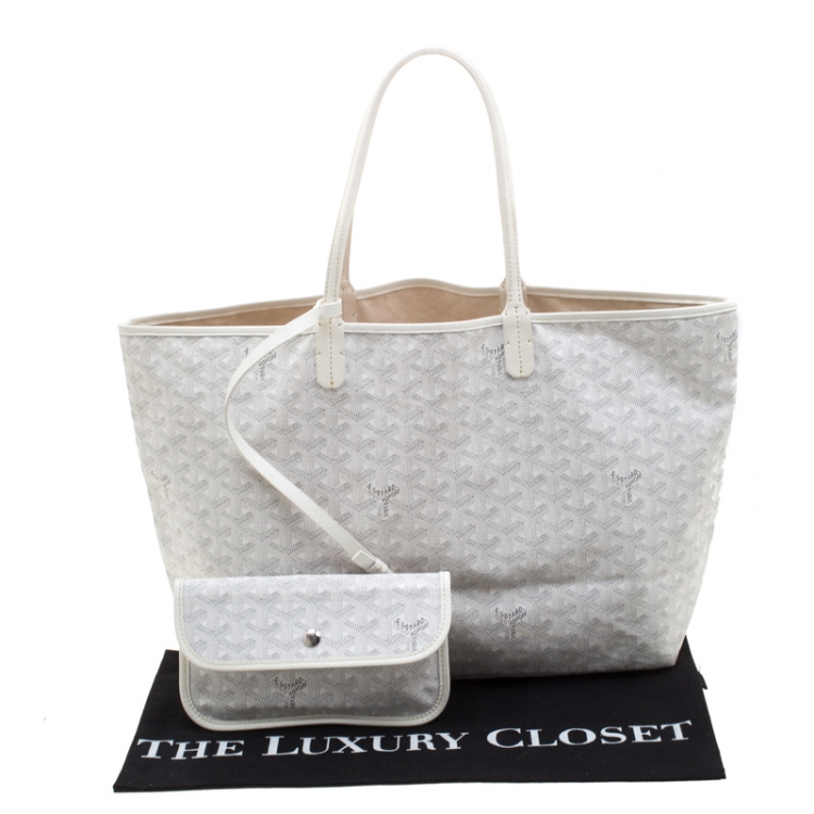 Pre Owned Goyard Saint Louis White Coated Canvas PM Tote 