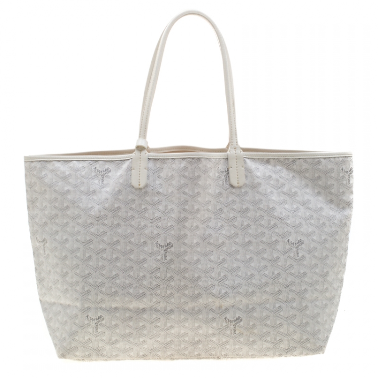 Pre Owned Goyard Saint Louis White Coated Canvas PM Tote 