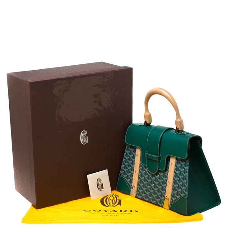 Pre Owned Goyard Green Coated Canvas and Leather MM Saigon Top Handle Bag