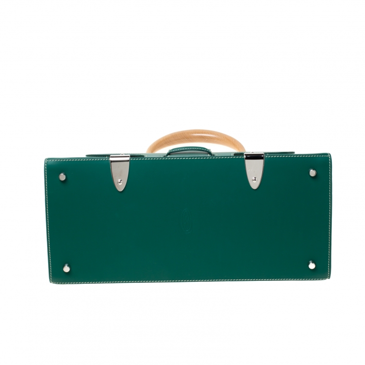 Pre Owned Goyard Green Coated Canvas and Leather MM Saigon Top Handle Bag