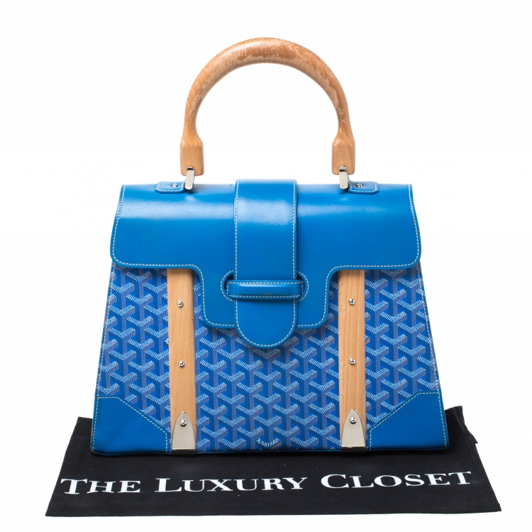 Pre Owned Goyard Blue Coated Canvas and Leather Saigon Top Handle Bag