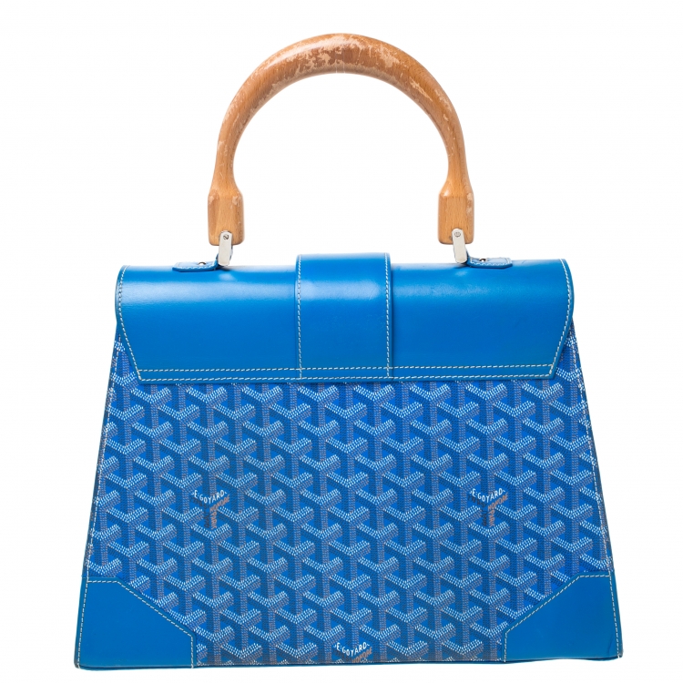 Pre Owned Goyard Blue Coated Canvas and Leather Saigon Top Handle Bag