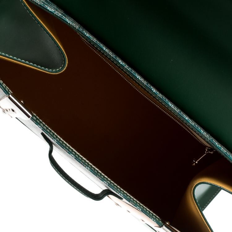 Pre Owned Goyard Green Coated Canvas and Leather MM Saigon Top Handle Bag