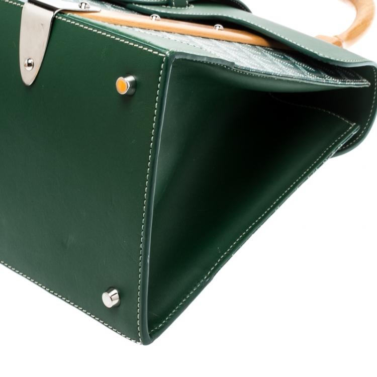 Pre Owned Goyard Green Coated Canvas and Leather MM Saigon Top Handle Bag