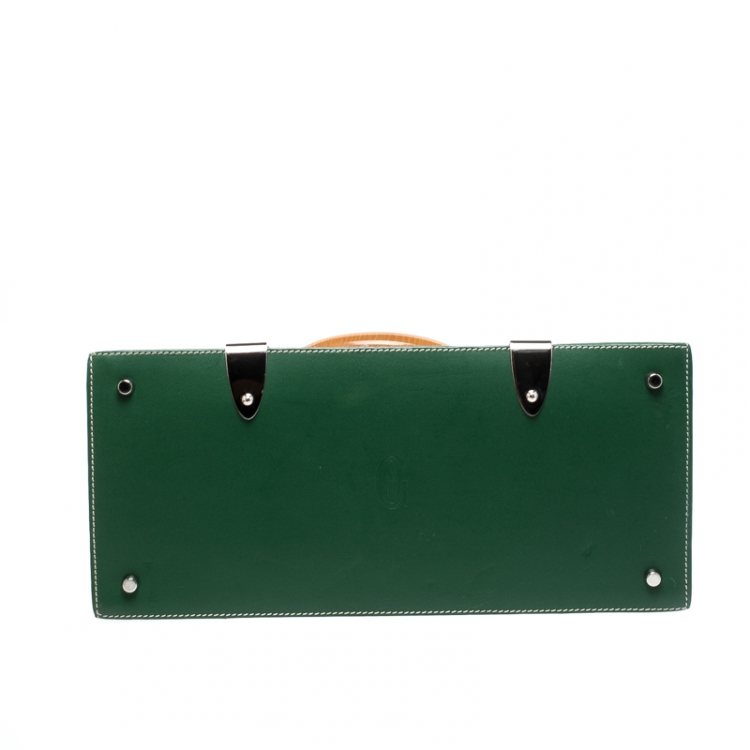 Pre Owned Goyard Green Coated Canvas and Leather MM Saigon Top Handle Bag