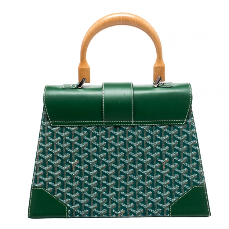 Pre Owned Goyard Green Coated Canvas and Leather MM Saigon Top Handle Bag
