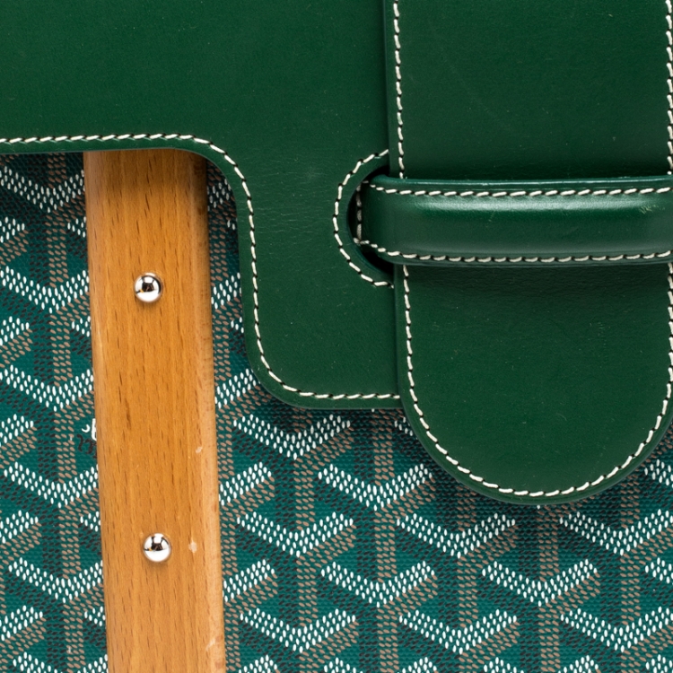 Pre Owned Goyard Green Coated Canvas and Leather MM Saigon Top Handle Bag