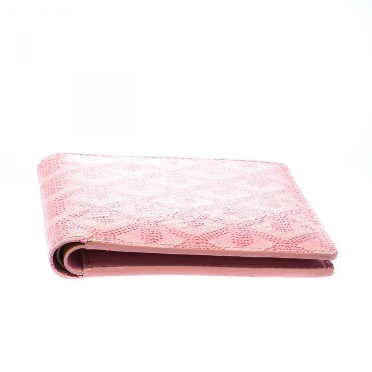 Pre Owned Goyard Pink Coated Canvas Bifold Wallet