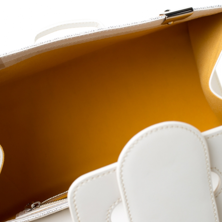 Pre Owned Goyard White Coated Canvas and Leather MM Saigon Top Handle Bag