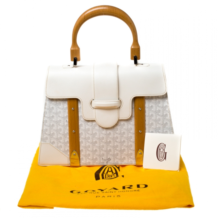 Pre Owned Goyard White Coated Canvas and Leather MM Saigon Top Handle Bag