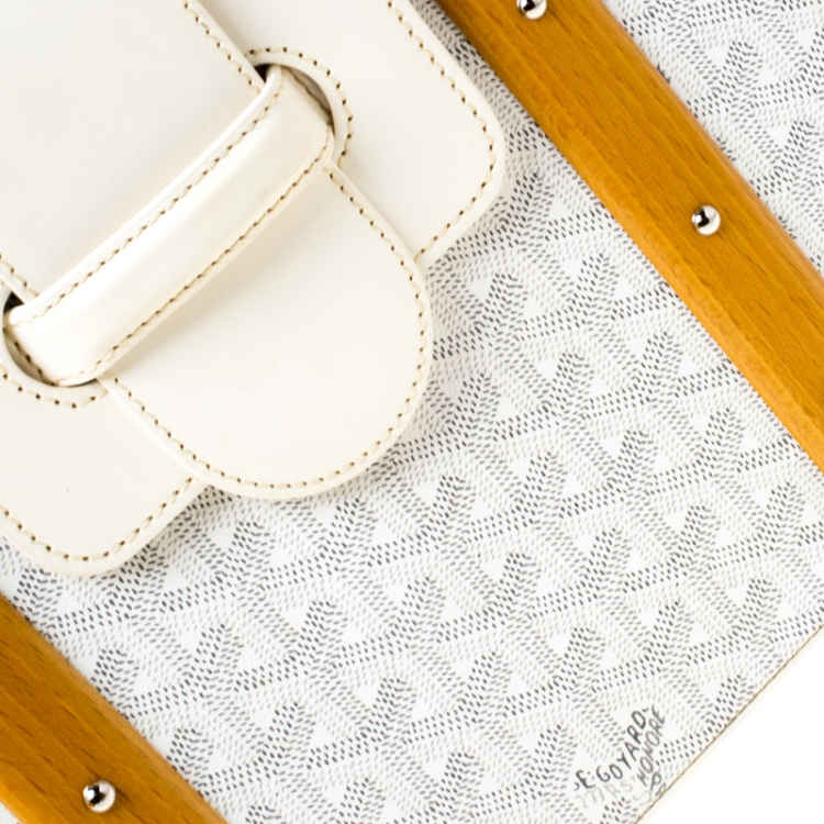 Pre Owned Goyard White Coated Canvas and Leather MM Saigon Top Handle Bag