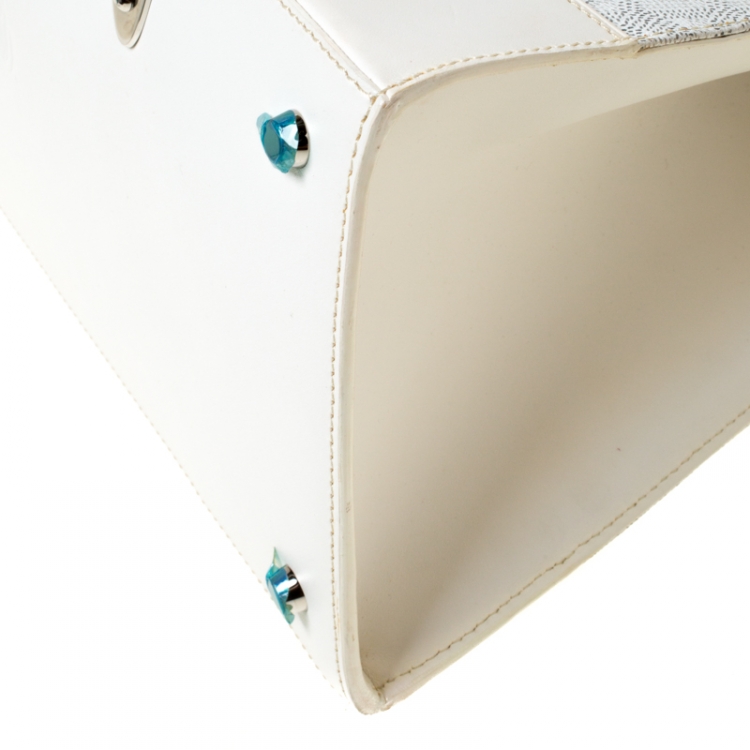 Pre Owned Goyard White Coated Canvas and Leather MM Saigon Top Handle Bag