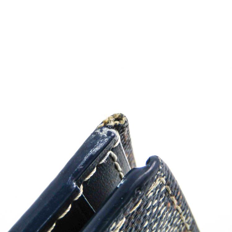 Pre Owned Goyard Navy Goyardine Coated Canvas Leather Long Wallet
